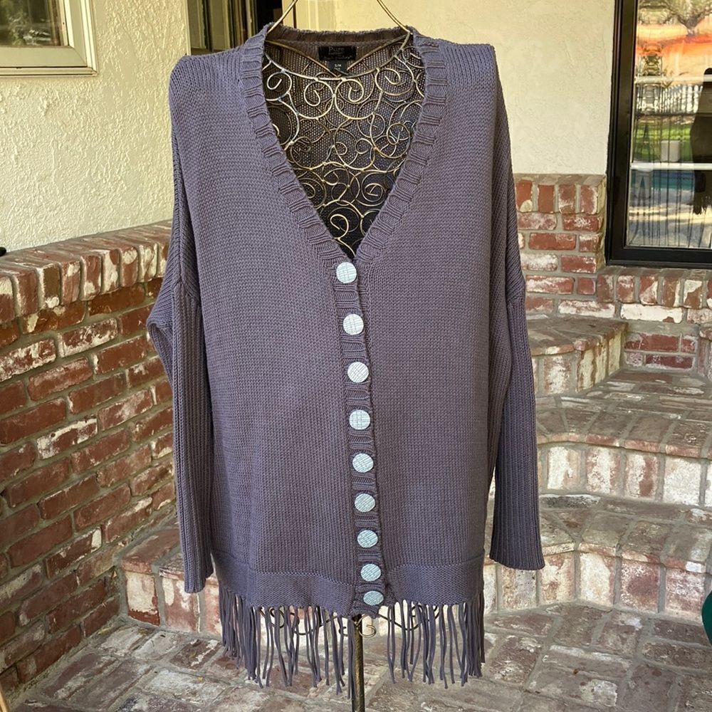 Fresh Produce Pure Hand Knit 100% Cotton Button Down Sweater S/M